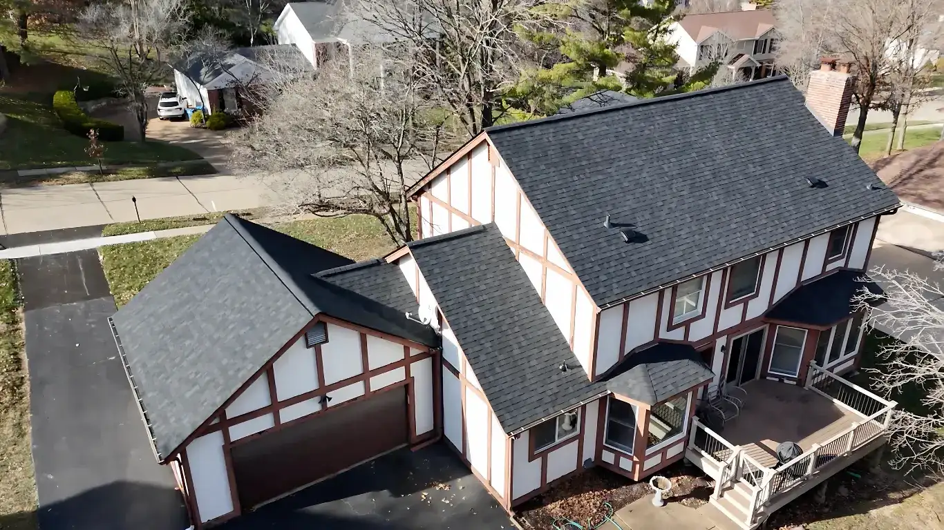 A house before a full roof replacement